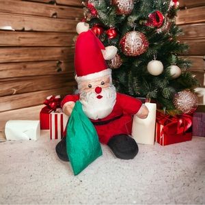 VTG International Silver Santa Claus Plush Christmas Stuffed Doll Parachute 20”